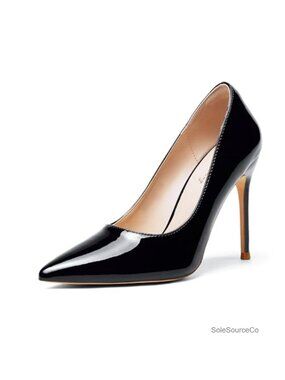 4" Stiletto Pumps, Non-Slip PU, Slip-On Comfort Heels, Wedding Office